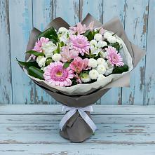 Букет цветов из:  Герберы, Альстромерии и Хризантемы в Баклановской Ставропольского края