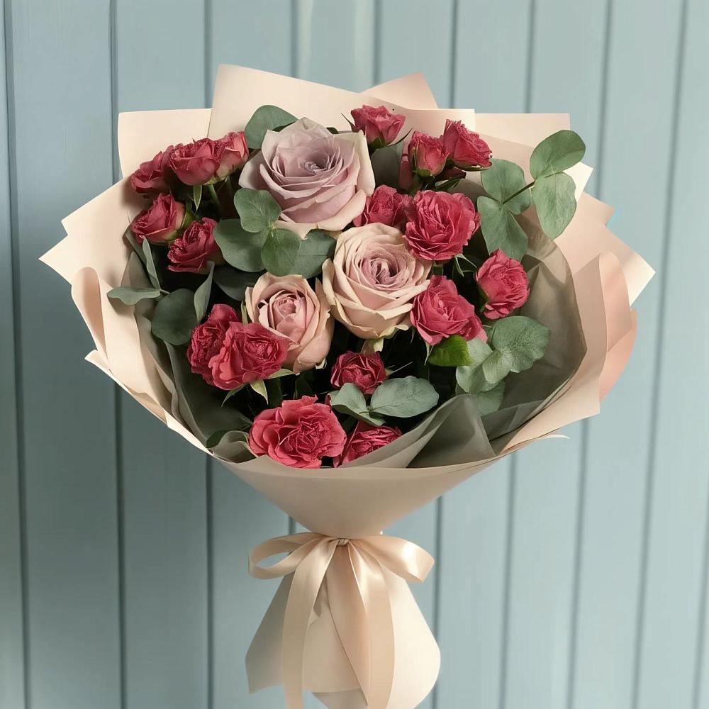 Букет цветов из: Гвоздики и Розы в Баклановской Ставропольского края