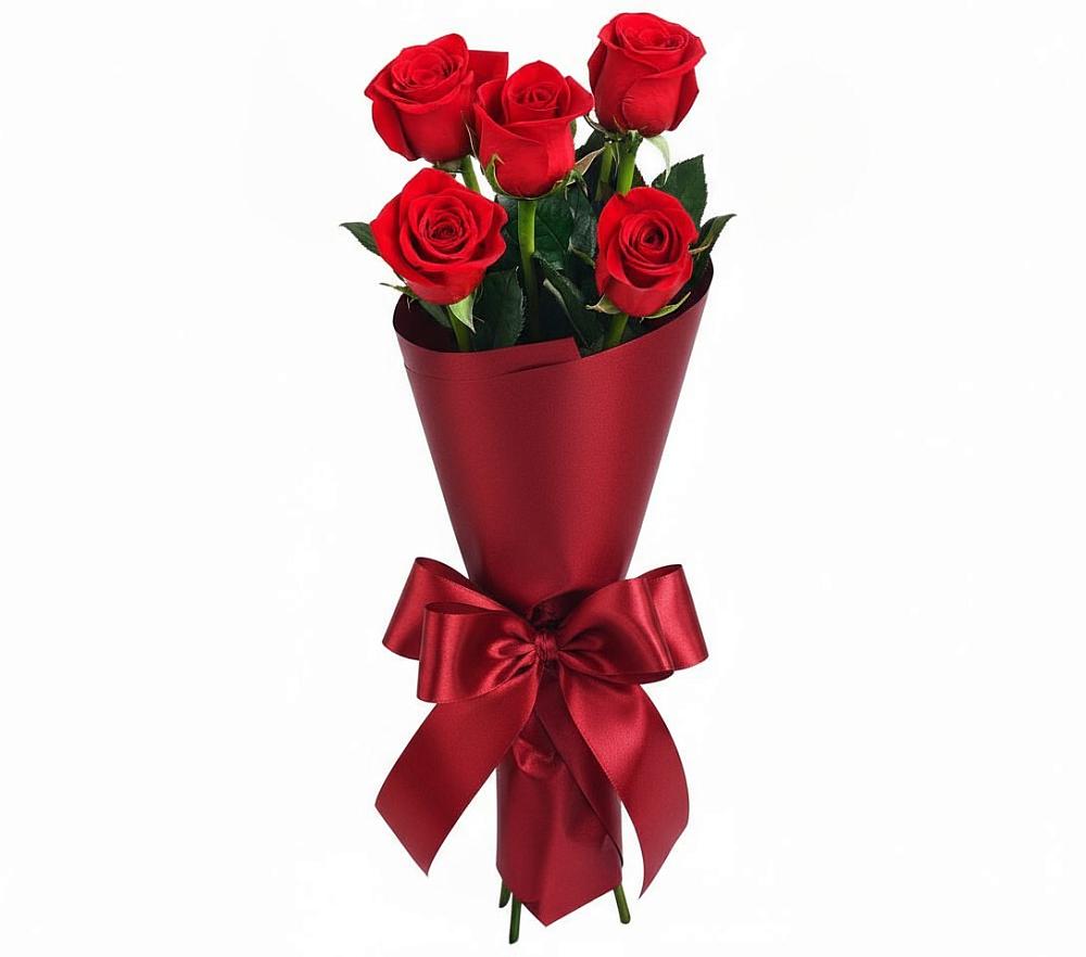 Букет 5 Красных роз Эдлесс Лав в Баклановской Ставропольского края
