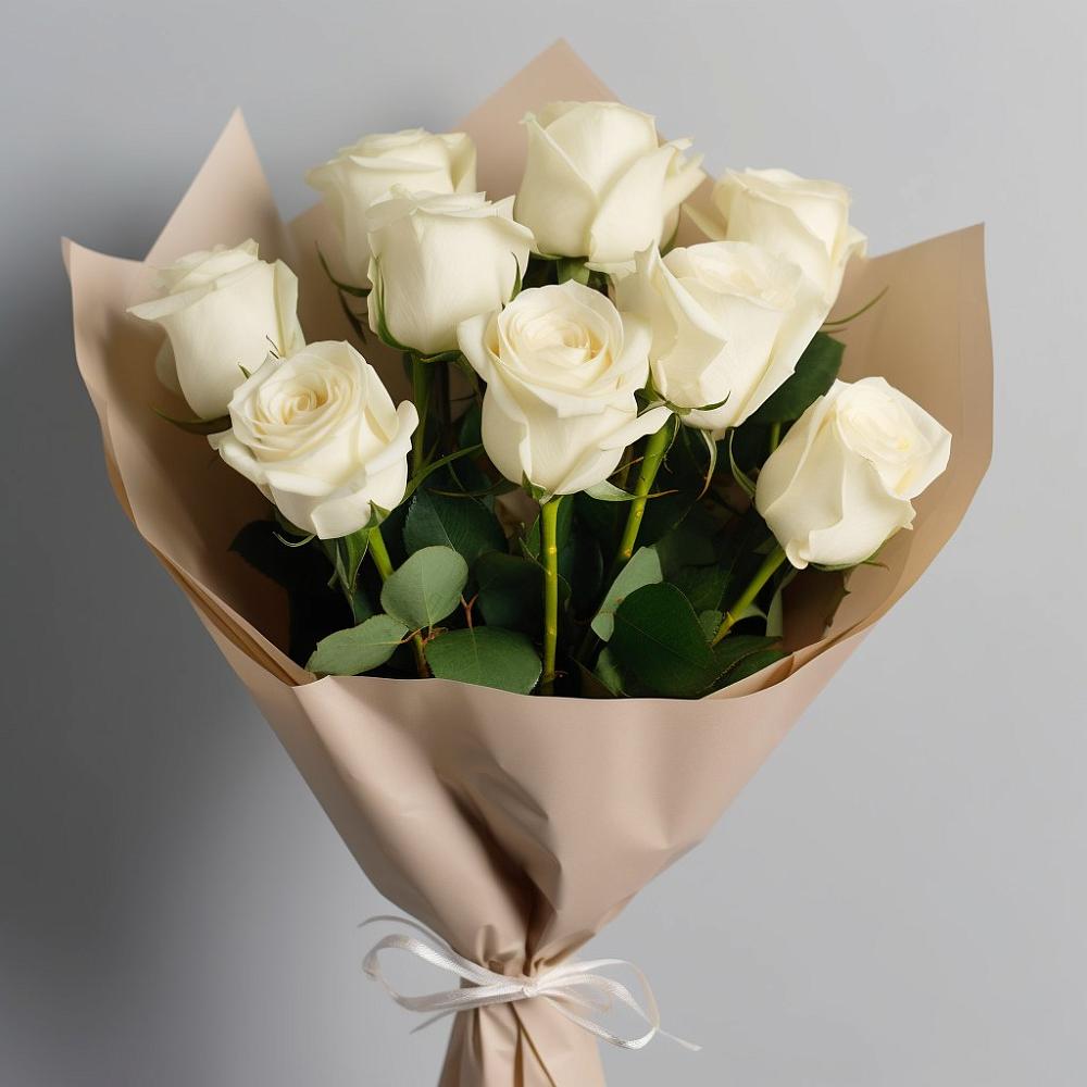 Букет 9 Белых роз Эдлесс Лав в Баклановской Ставропольского края