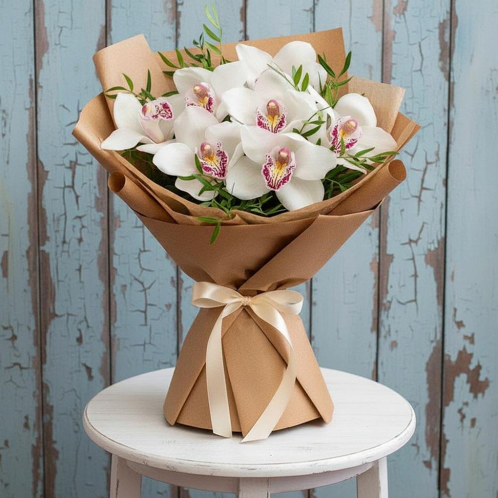 Букет цветов из: Орхидеи и Розы в Баклановской Ставропольского края