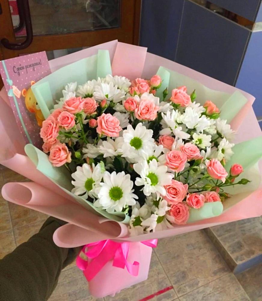 Букет цветов из: Розы и Хризантемы в Баклановской Ставропольского края