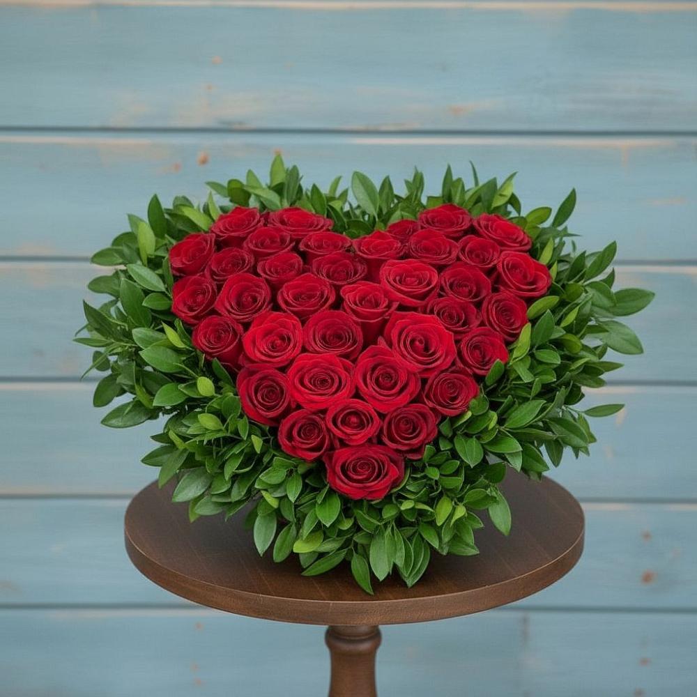 Цветочная композиция из Розы в виде сердца в Баклановской Ставропольского края